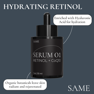 Serum 01 Retinol + CoQ10 by Same Skincare – glass dropper bottle
